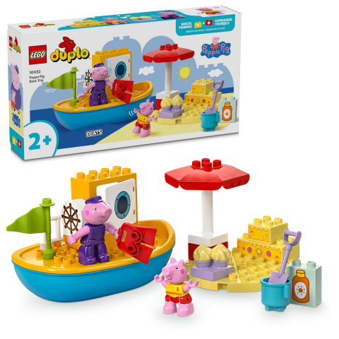 LEGO DUPLO - Excursia cu barca a Purcelușei Peppa, 2 + ani, 23 Piese, LEGO DUPLO