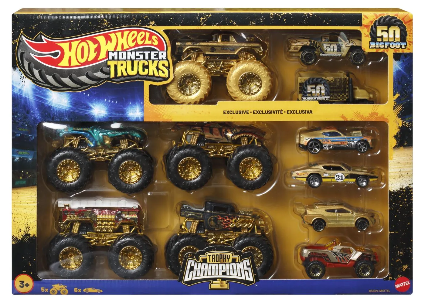 HOT WHEELS - HOT WHEELS MONSTER TRUCK 50 BIGFOOT SET 11 VEHICULE TROPHY CHAMPIONS