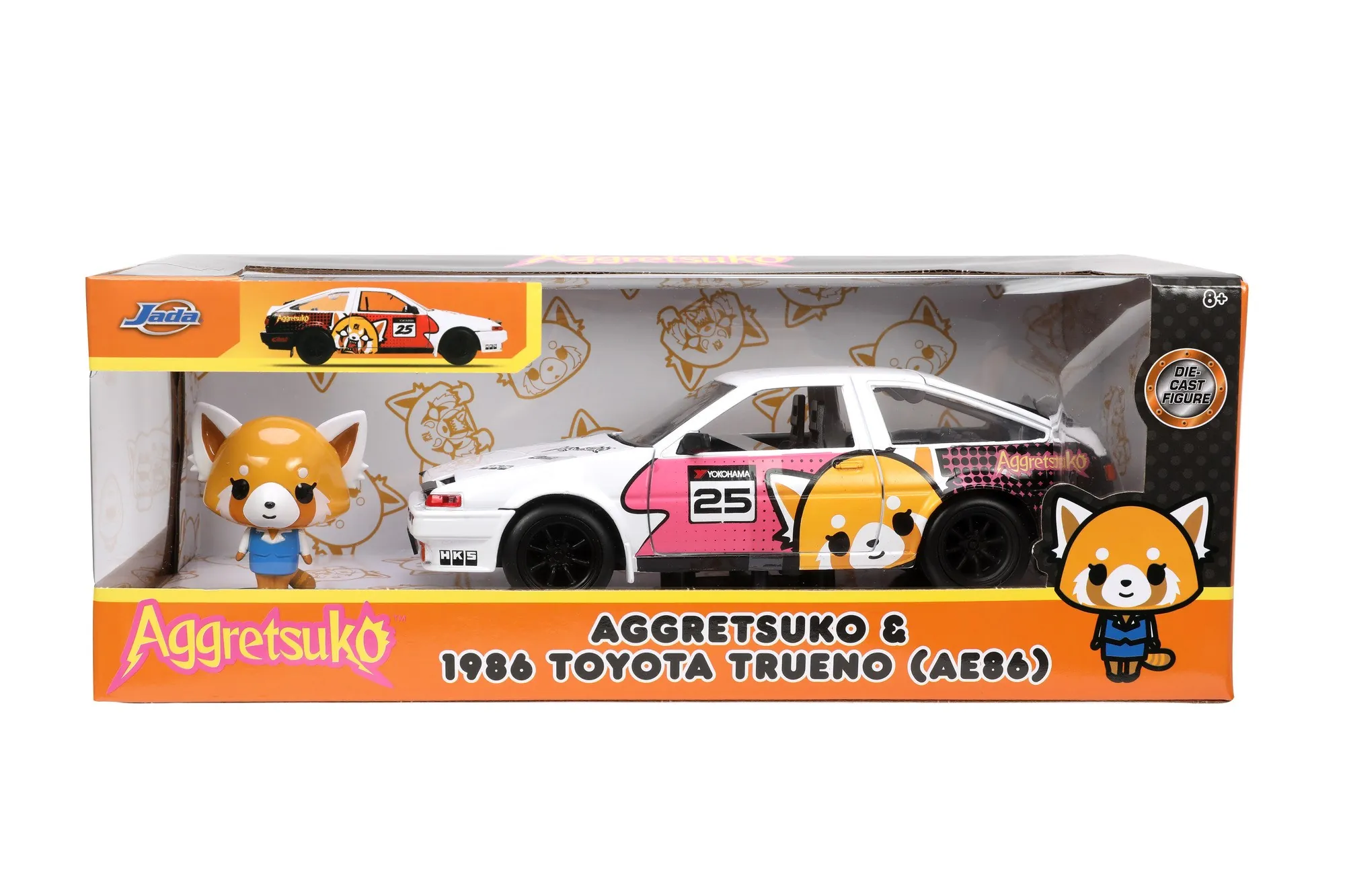 Masinuțe metalice (die-cast) - JADA AGGRETSUKO SET MASINUTA METALICA SI FIGURINA AGGRETSUKO SI TOYOTA TRUENO SCARA 1:24
