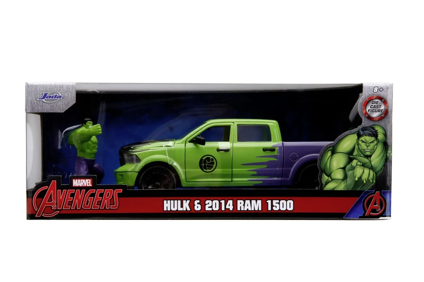 Masinuțe metalice (die-cast) - JADA MARVEL SET FIGURINA HULK SI MASINUTA METALICA RAM 1500 2014 SCARA 1:24
