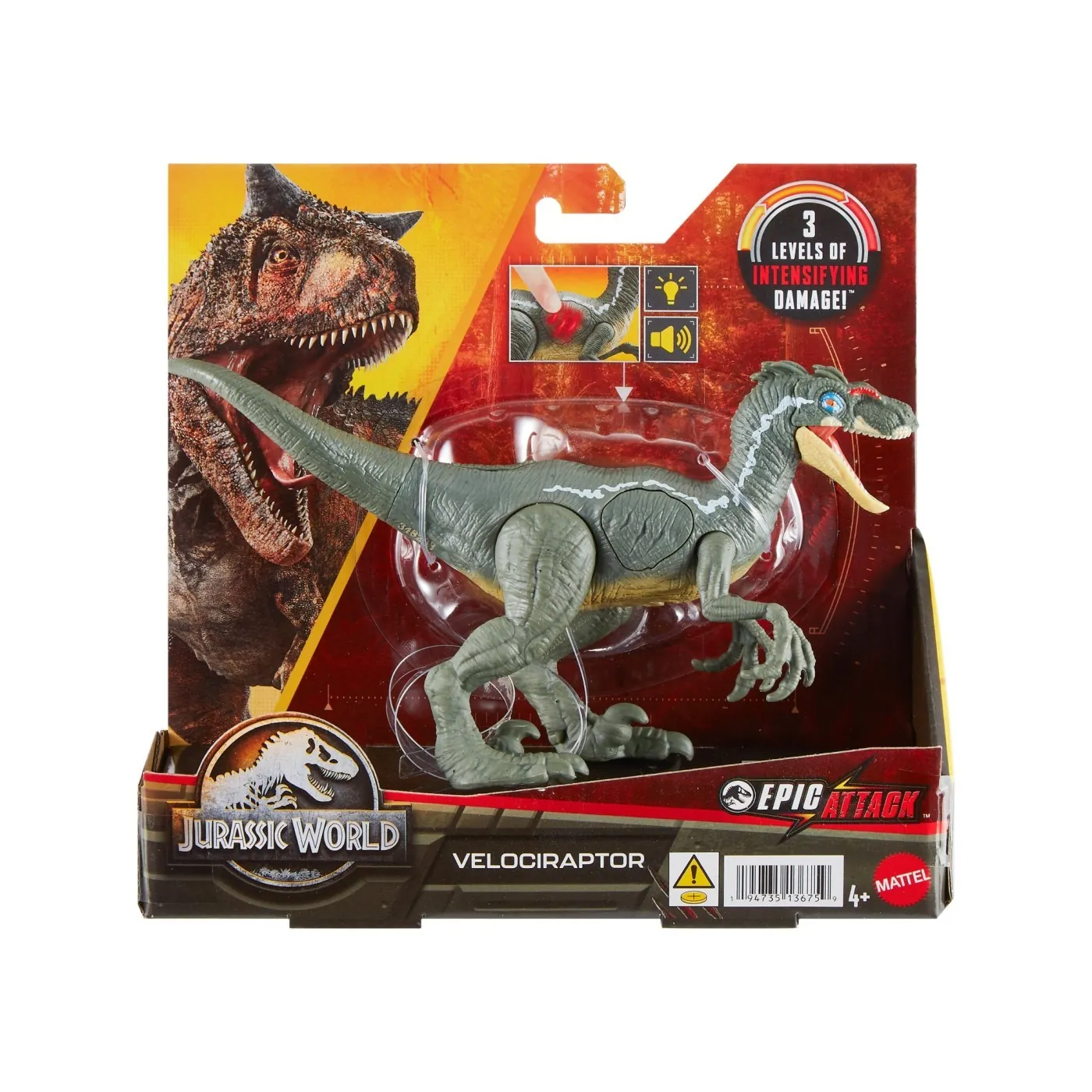 Figurine - JURASSIC WORLD EPIC ATTACK DINOZAUR VELOCIRAPTOR