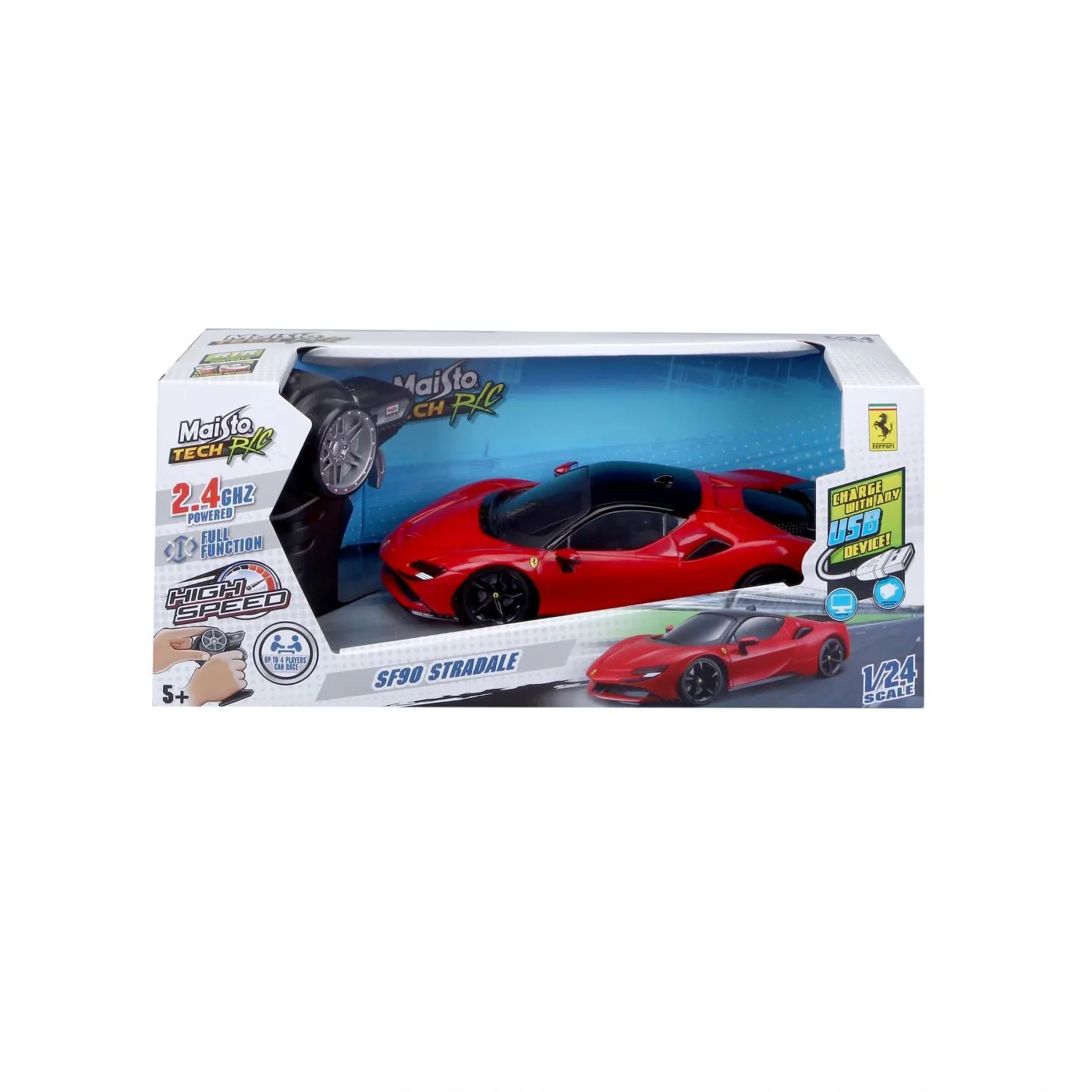 Maisto RC - MAISTO MASINUTA PREMIUM CU TELECOMANDA 2.4GHz FERRARI SF90 STRADALE SCARA 1 LA 24