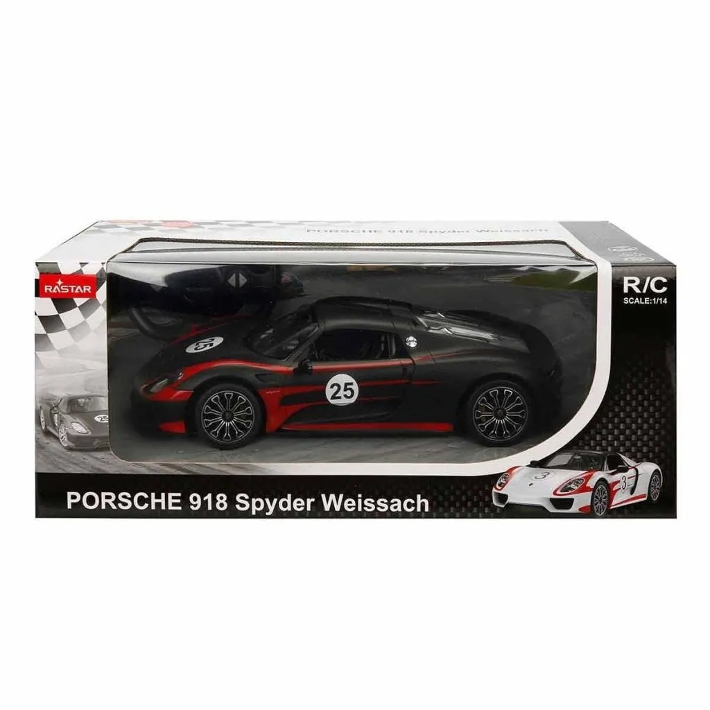 Masini cu telecomanda - MASINA CU TELECOMANDA PORSCHE 918 SPYDER WEISSACH NEGRU SCARA 1 LA 14