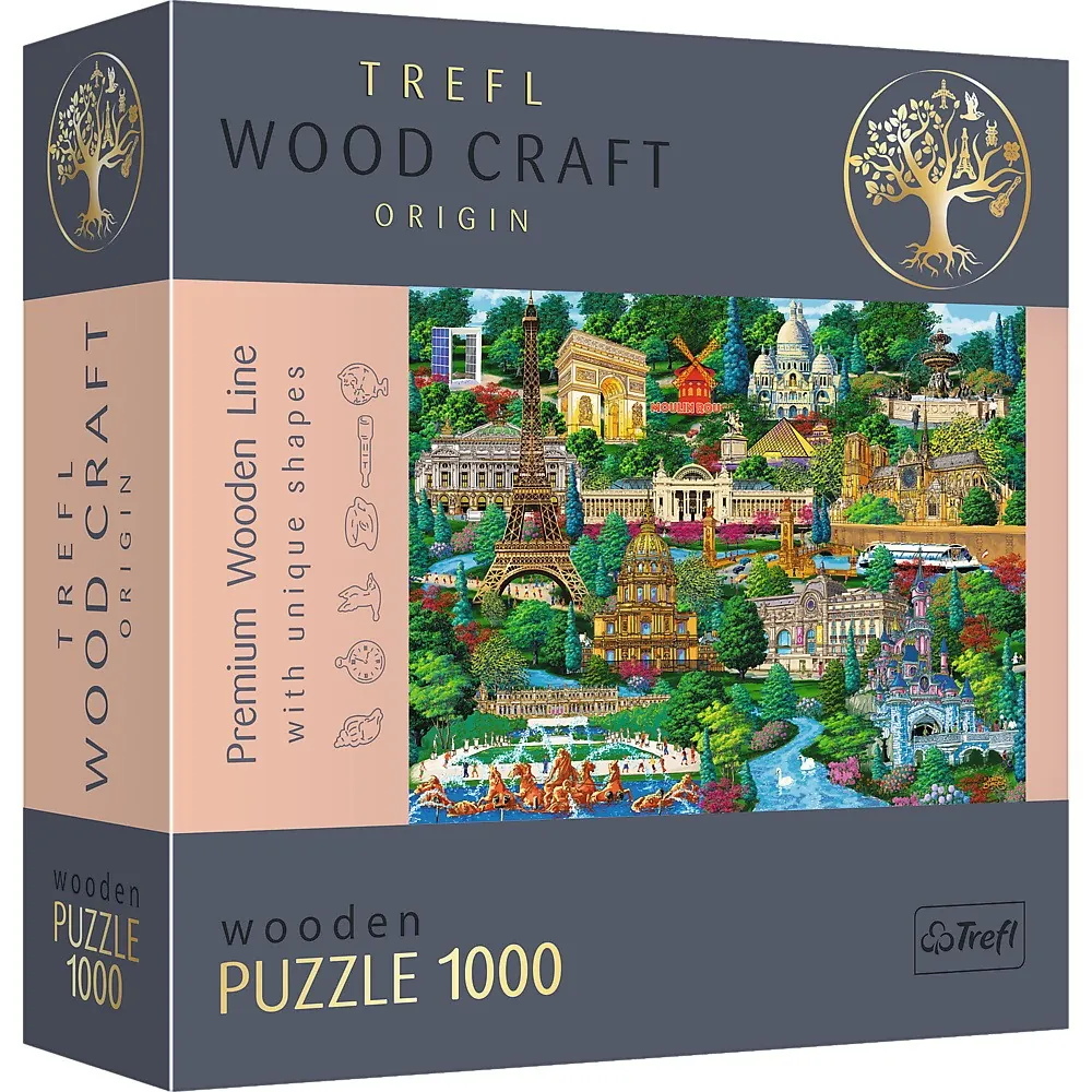 Puzzle - PUZZLE TREFL DIN LEMN 1000 PIESE OBIECTIVE TURISTICE FAIMOASE DIN FRANTA