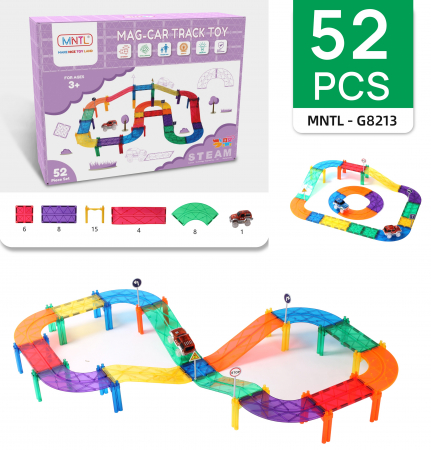 Aventuri pe Roți și Aripi - Set-52-Piese-Pista-Magnetica-Masina-Joc-Educativ-Stoys