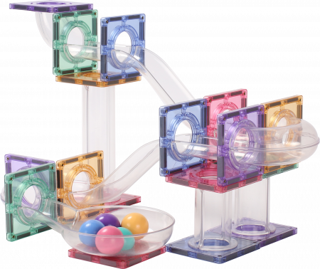 Set 80 Piese Pastel Seria Marble Run cu Tuburi Transparente