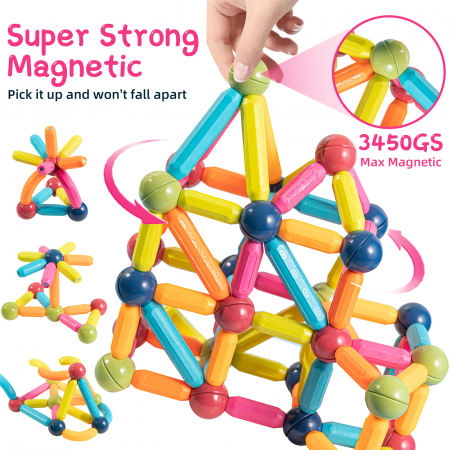 Set-Construcție-124-Piese-Tije-Tuburi-Magnetice-Bile-Joc-Educativ-Creativ-Copii [5]