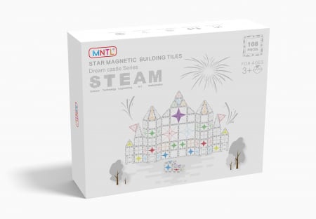 Promoția Lunii - Set de Constructie Magnetic - 108 Piese Colorate, Magnetic Tiles Geometrice - Joc Creativ 2D și 3D-stoys.ro