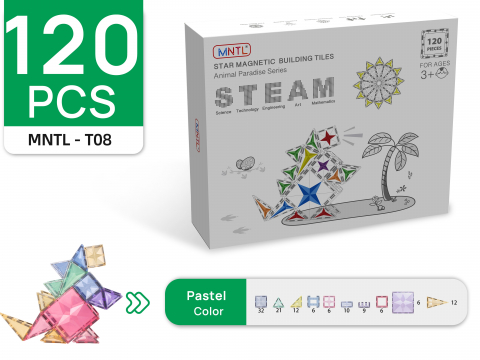 Set-Constructie-Magnetic-Tiles-120-Piese-Forme-Geometrice-Pastel-Stoys [1]