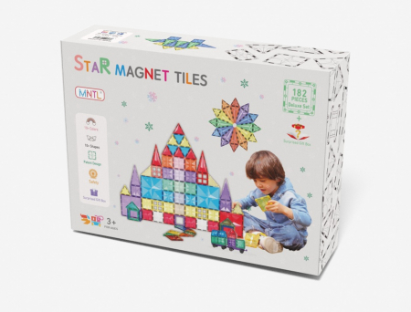 Set de Constructie Magnetic 182 Piese - Culori Pastel și Multicolore Magnetic Tiles - Stoys.ro [1]