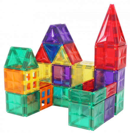 Set de Constructie Magnetic 182 Piese - Culori Pastel și Multicolore Magnetic Tiles - Stoys.ro [3]