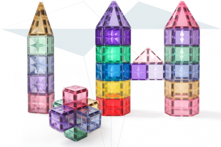 Set de Constructie Magnetic 182 Piese - Culori Pastel și Multicolore Magnetic Tiles - Stoys.ro [5]