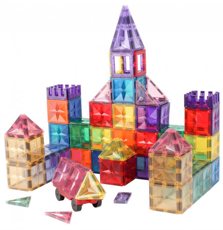Set de Constructie Magnetic 182 Piese - Culori Pastel și Multicolore Magnetic Tiles - Stoys.ro [4]
