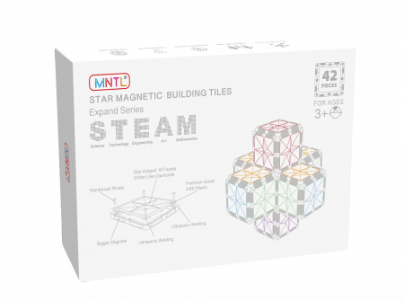 Set Constructie Magnetic 42 Piese Pătrate Multicolore Magnetic Tiles 2D 3D - Stoys.ro [1]