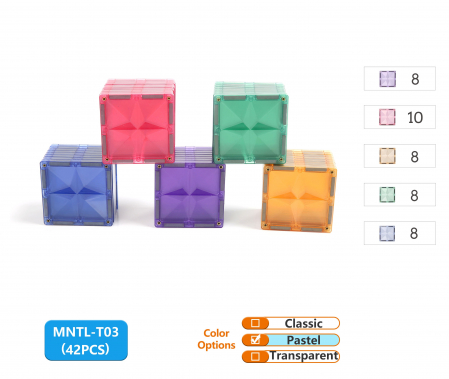 Set-Construcție-Magnetic-Tiles-42-Piese-Pastel-2D-3D-Jucărie-Educativă-Copii [4]