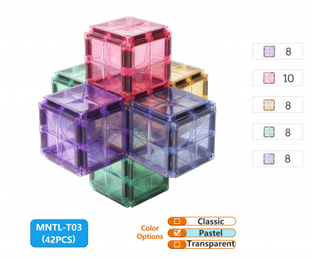 Set-Construcție-Magnetic-Tiles-42-Piese-Pastel-2D-3D-Jucărie-Educativă-Copii [3]