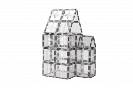 Set de constructie magnetic, 42 piese patrate transparente, Magnetic Tiles, 2D, 3D [4]