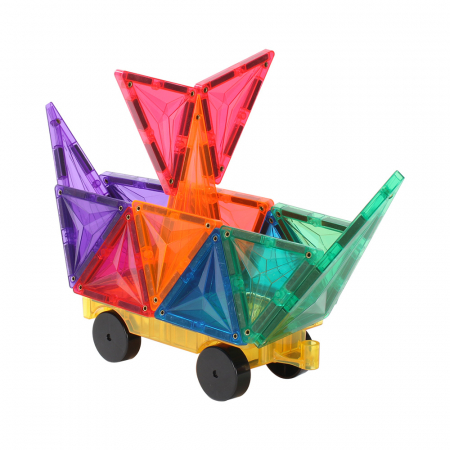 Set de constructie magnetic, 62 piese, Magnetic Tiles, Multicolore de forme geometrice diferite, 2D, 3D [5]
