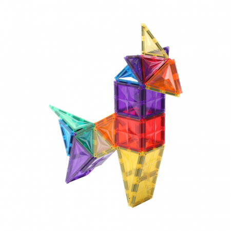 Set de constructie magnetic, 62 piese, Magnetic Tiles, Multicolore de forme geometrice diferite, 2D, 3D [3]