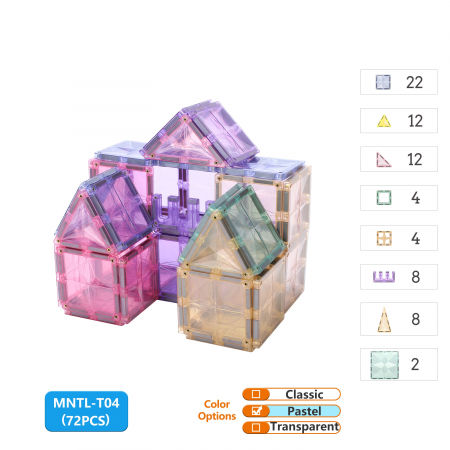 Set de Constructie Magnetic 72 Piese - Magnetic Tiles Pastel | Stoys.ro [6]