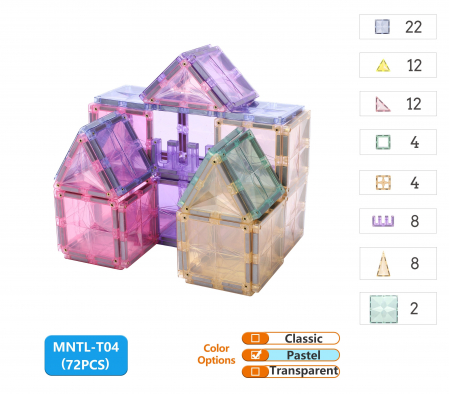 Set de Constructie Magnetic 72 Piese - Magnetic Tiles Pastel | Stoys.ro [2]