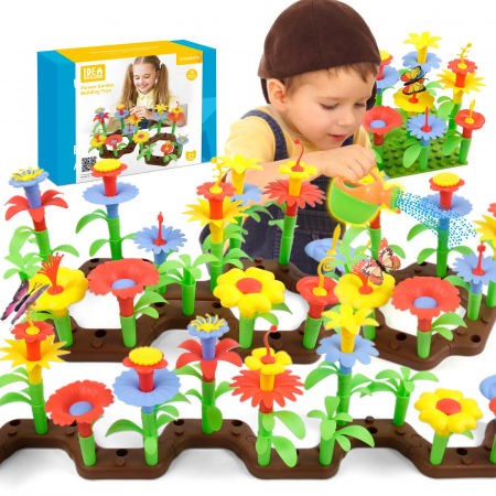 Seturi de Constructie Gradina cu Flori - set-educativ-constructie-gradina-cu-flori-79-piese-sac-depozitare-stoys.ro