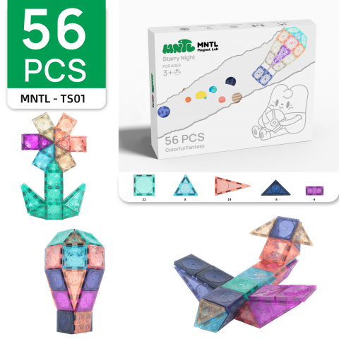 Set Magnetic 3D STEAM MNTL Starry Night - 56 Piese pentru Construcții Creative Placi magnetice MINI - Noapte Stelara - Set Magnetic 3D STEAM MNTL Starry Night - 56 Piese pentru Construcții Creative