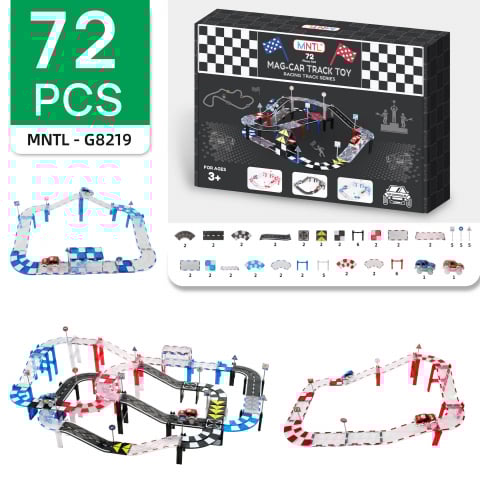 Set Magnetic pentru Copii - Piste și Mașini 72 Piese, Jucării Educaționale