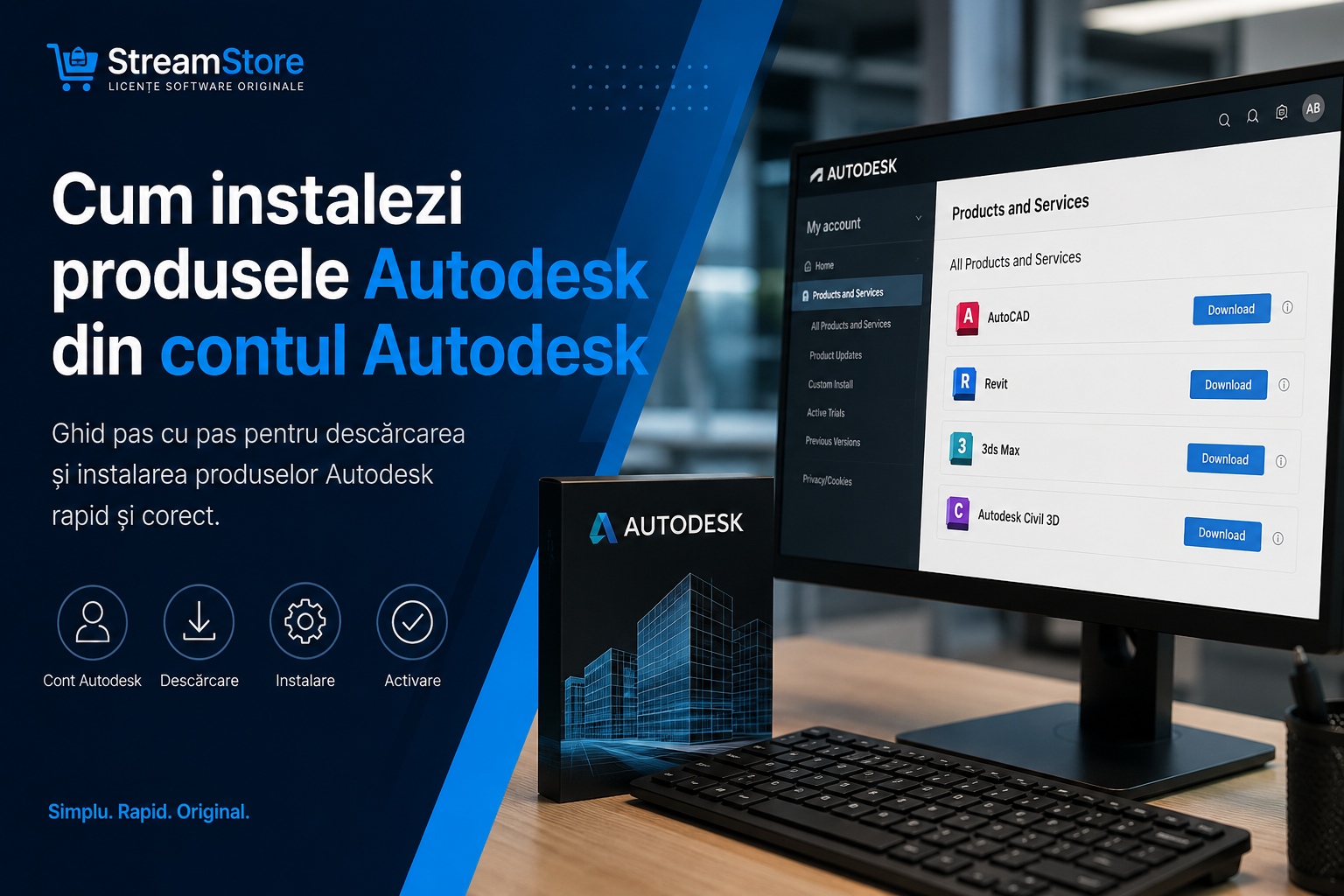 Cum instalezi produsele Autodesk din contul tau?