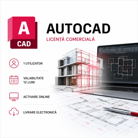 Autodesk - AutoCAD – Licență comercială pentru 1 utilizator – valabilitate 12 luni