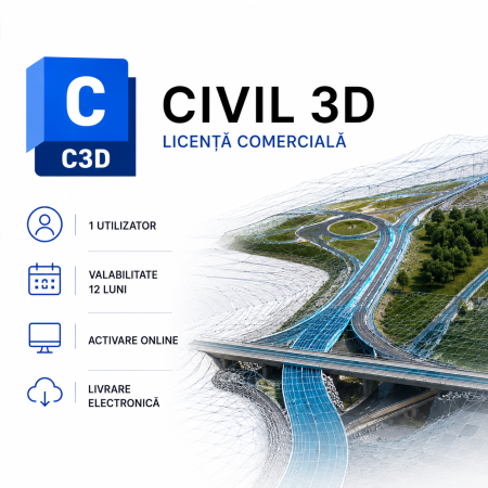 Autodesk - Autodesk Civil 3D – Licență Comercială pentru 1 Utilizator – Valabilitate 12 Luni