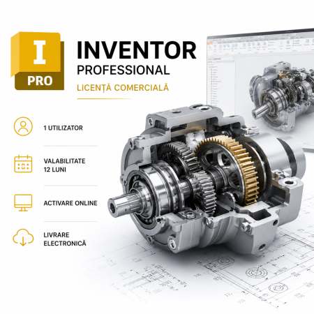 Autodesk - Autodesk Inventor Professional Licență Comercială | 1 Utilizator | 12 Luni