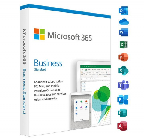 Microsoft Office - Microsoft 365 Business Standard, ESD, 1 User, 1 an, 15 dispozitive, Multi Languages
