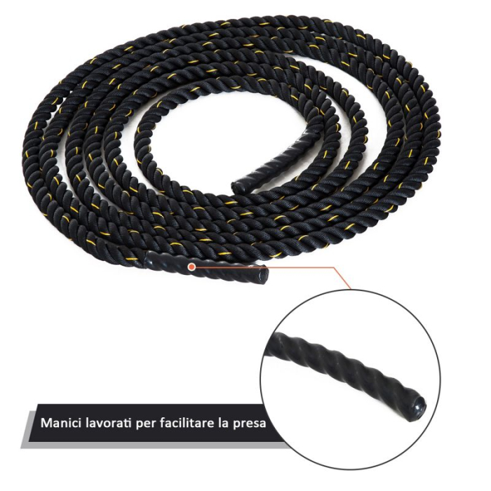 FUNIE/FRANGHIE DE ANTRENAMENT FORTA FITNESS HOMCOM BATTLE ROPE 9MX3.8MM [5]