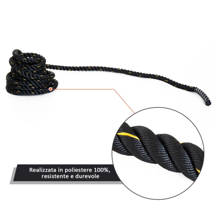 FUNIE/FRANGHIE DE ANTRENAMENT FORTA FITNESS HOMCOM BATTLE ROPE 9MX3.8MM [4]
