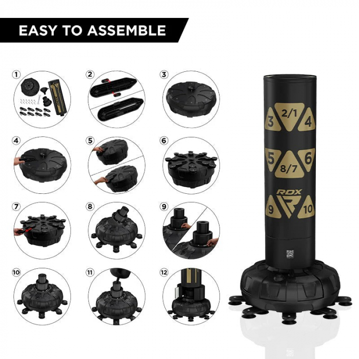 SET SAC BOX DE PODEA CU BAZA RDX RONIN 180CM + MANUSI NEGRU/GOLD [3]