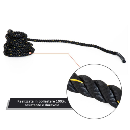 FUNIE/FRANGHIE DE ANTRENAMENT FORTA FITNESS HOMCOM BATTLE ROPE 9MX3.8MM [3]