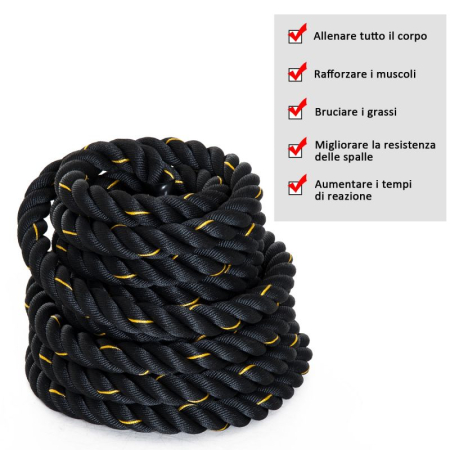 PRODUSE IN TREND - FUNIE/FRANGHIE DE ANTRENAMENT FORTA FITNESS HOMCOM BATTLE ROPE 9MX3.8MM