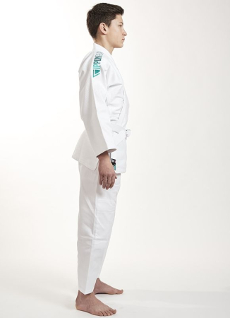 KIMONO IPPON FUTURE ALB CU BRODERIE VERDE [1]