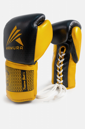 Manusi - MANUSI BOX DIN PIELE CU SIRET ARMURA PREMIUM 2.0 BLACK/GOLD