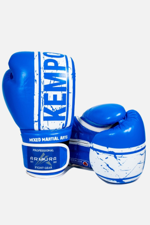 Manusi Box/Kickboxing - MANUSI KEMPO ALBASTRU/ALB PIELE NATURALA