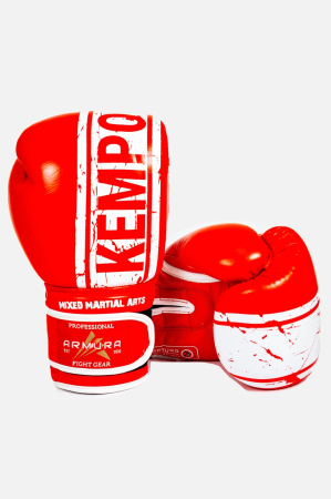 Manusi Box/Kickboxing - MANUSI KEMPO ROSU/ALB PIELE NATURALA