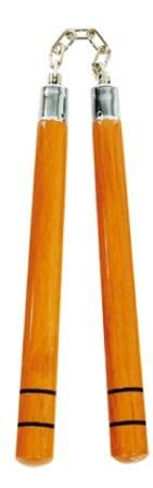 Arme Arte Martiale - NUNCHAKU DIN LEMN CU LANT SI LINII NEGRE