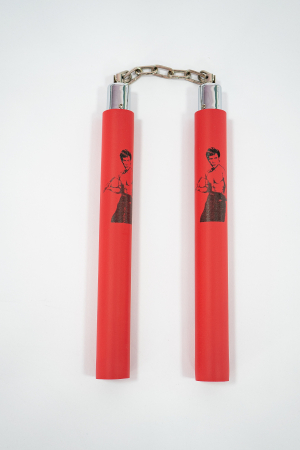 ArteMartiale/Karate/Kickboxing - NUNCHAKU SPUMA BRUCE LEE ROSU  CU LANT