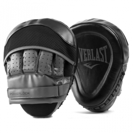 Palmare/Perne Antrenament/Manechini - SET PALMARE EVERLAST POWERLOCK  FOCUS NEGRU CARBUNE PU