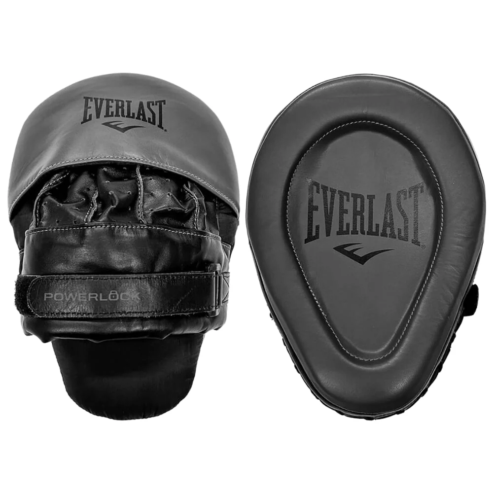 Palmare/Perne Antrenament/Manechini - SET PALMARE EVERLAST POWERLOCK PRO NEGRU CARBUNE PIELE