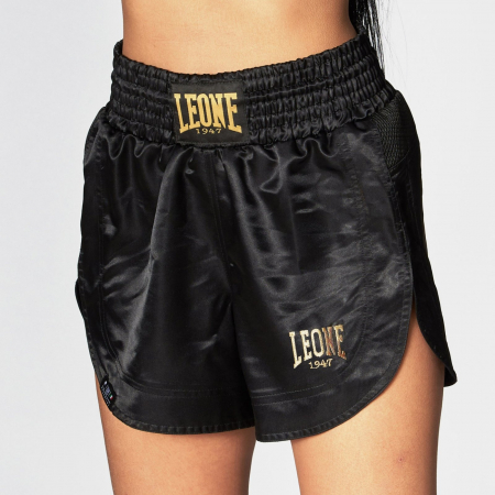 Sorturi Kickboxing / MMA - SHORT KICKBOXING DAMA LEONE ESSENTIALTHAI  BLACK/GOLD