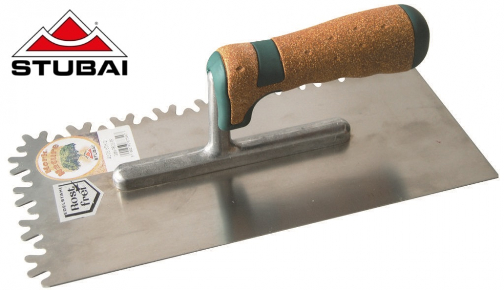 Mistrie pentru finisare cu crestaturi speciale, maner de pluta, INOX [1]