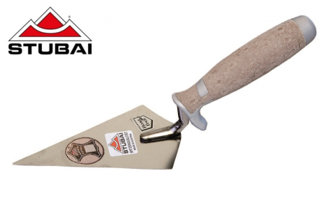 Unelte pentru constructii - Mistrie pentru caramizi, model Hamburg cu maner din piele, INOX