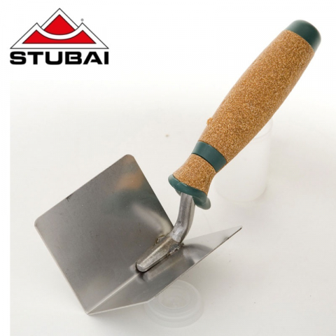 Unelte pentru constructii - Mistrie pentru colturi interioare, cu maner de pluta, INOX